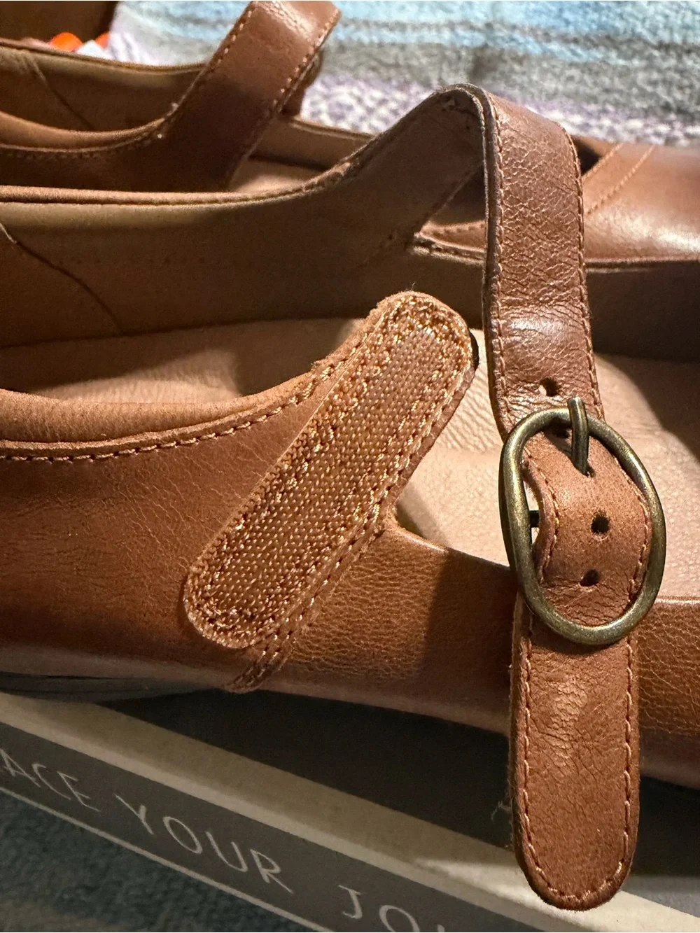Comfortable Brown Mary Jane Flats with velcro closure